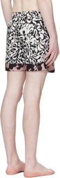 Dries Van Noten White & Black Printed Swim Shorts