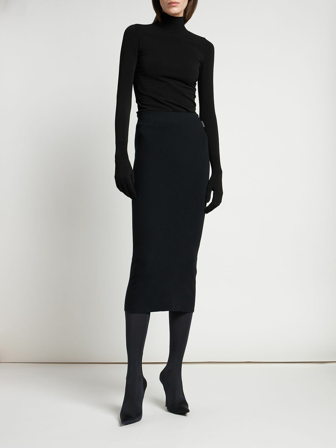 BALENCIAGA - Twisted Cotton Blend Midi Skirt Balenciaga