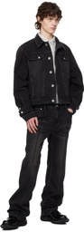C2H4 Black Stagger Streamline Arch Raw Edge Jeans