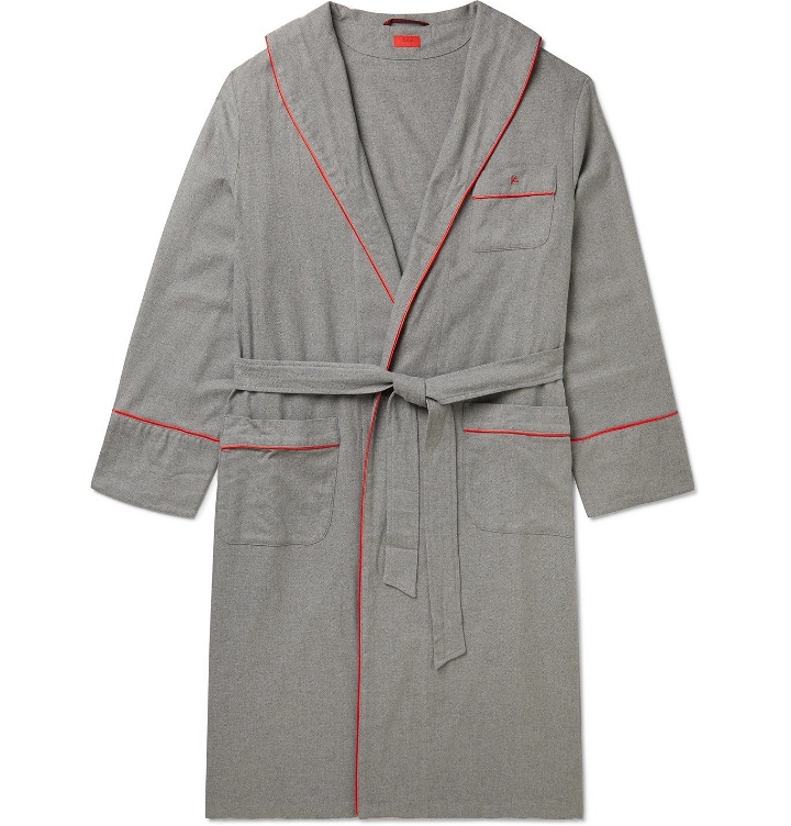 Photo: Isaia - Piped Cotton and Cashmere-Blend Twill Robe - Unknown