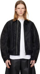 sacai Black Cotton Chino & Nylon Twill Bomber Jacket