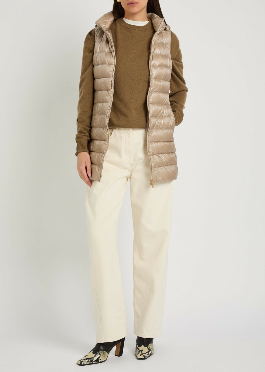 Herno Hooded Shell Gilet Beige