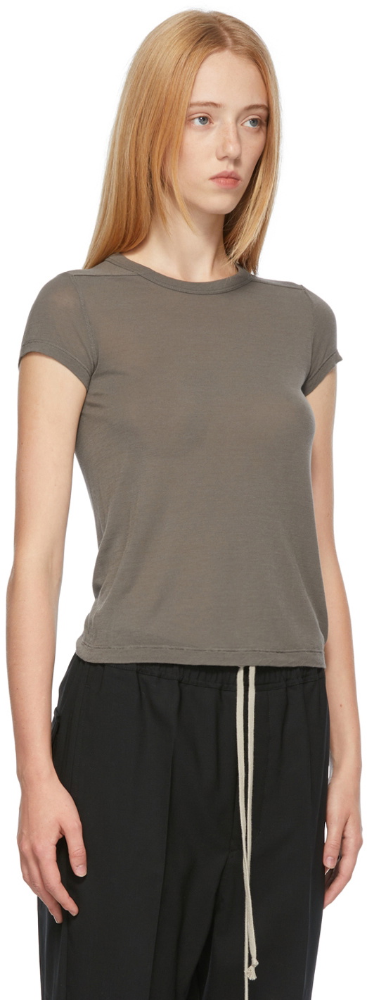 Rick Owens Grey Viscose Cropped Level T-Shirt Rick Owens
