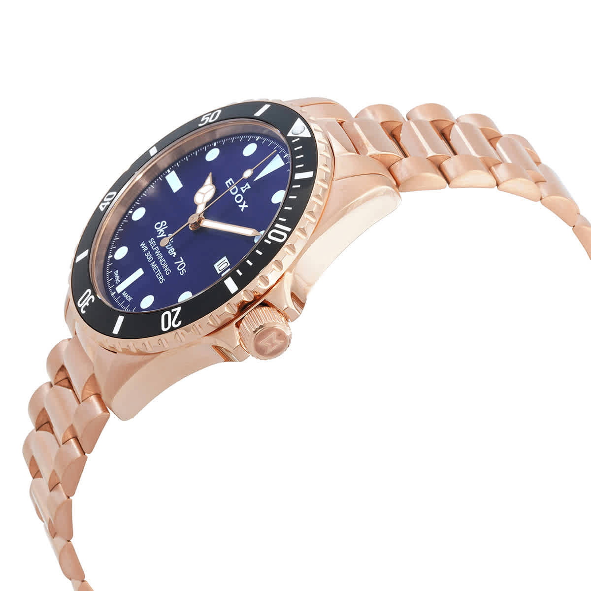 Edox Skydiver 70s Date Automatic Blue Dial Mens Watch 80112