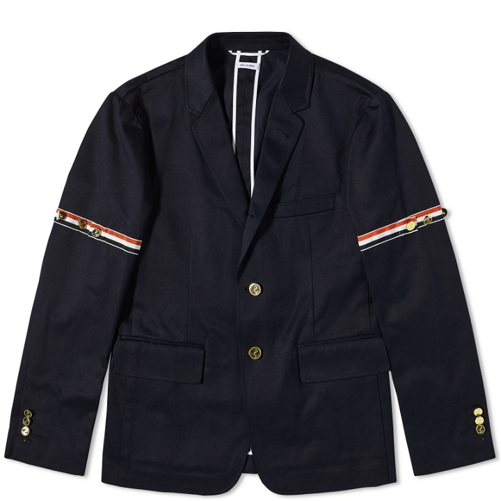 Photo: Thom Browne Men's Unconstructed Twill Arm Band Blazer in Navy