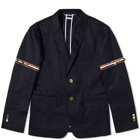 Thom Browne Men's Unconstructed Twill Arm Band Blazer in Navy