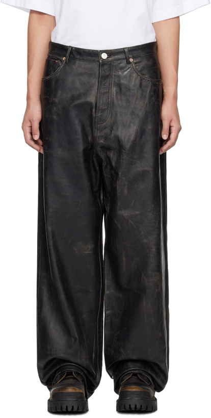 Photo: VETEMENTS Black Distressed Leather Pants