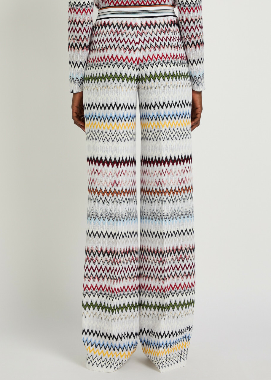 Missoni Chevron Fine-knit Wide-leg Trousers Multicoloured 1