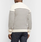 Armor Lux - Molene Slim-Fit Button-Embellished Striped Wool Sweater - Cream