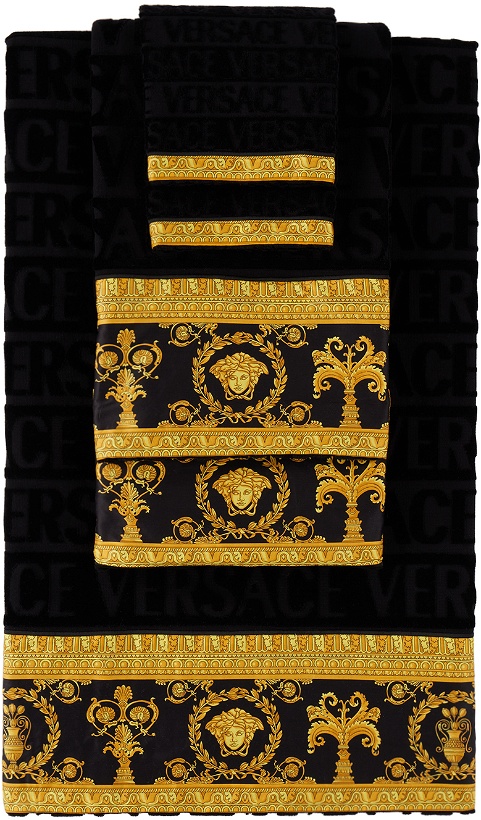 Photo: Versace Black 'I Heart Baroque' Towel Set, 5 pcs