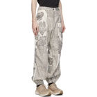 paria /FARZANEH White and Black Mono Iranian Ghalamkar Lounge Pants