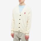 AMI Men's Tonal Small A Heart Cardigan in Vanilla