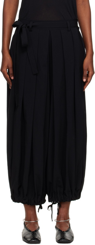 Photo: Y's Black Hard-Twisted Lawn Tucked Trousers