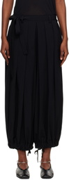 Y's Black Hard-Twisted Lawn Tucked Trousers