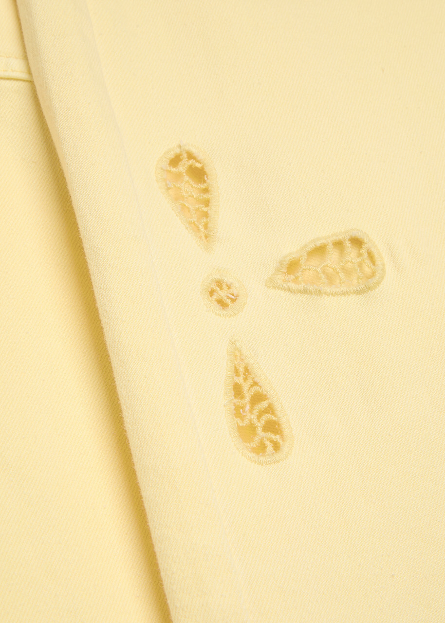 Good American Embroidered Wide-leg Denim Jeans Yellow