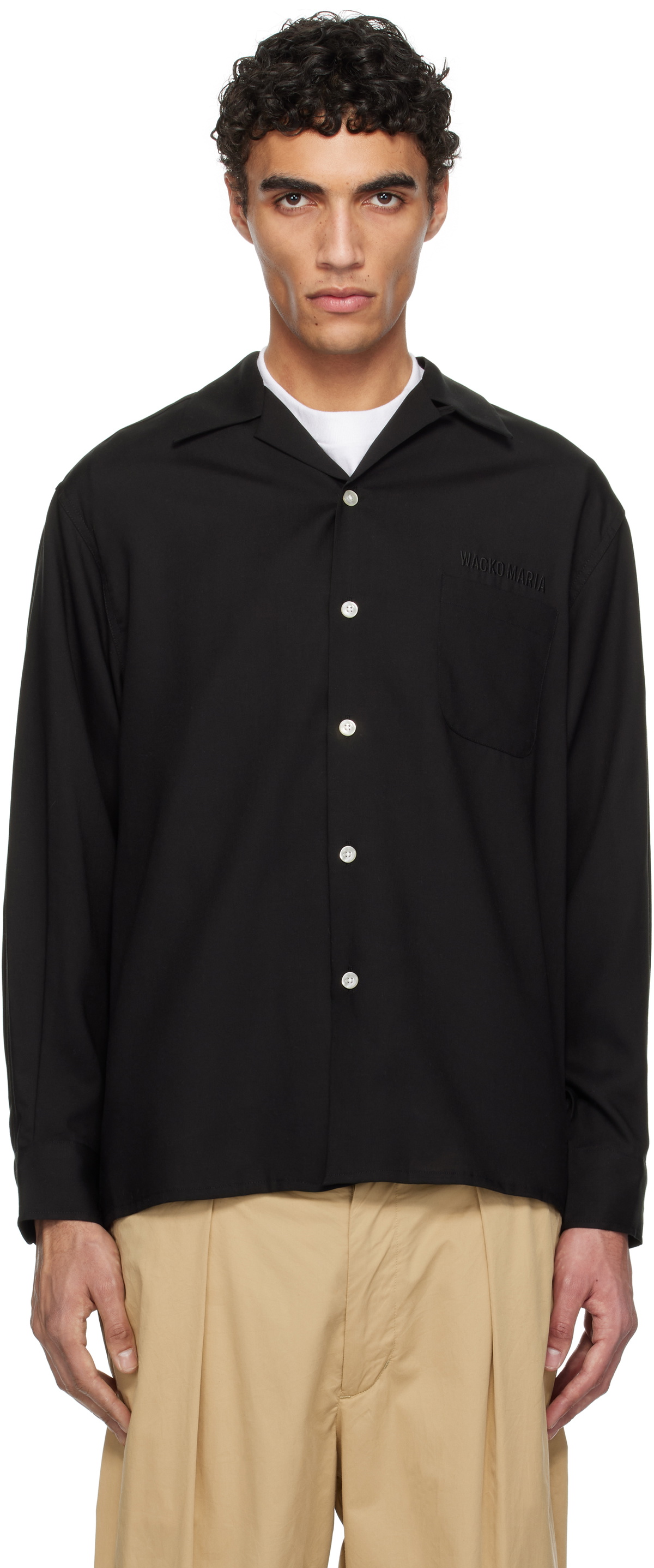 WACKO MARIA Black 50's Open Collar Shirt Wacko Maria