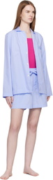 Tekla Blue Poplin Pyjama Shorts