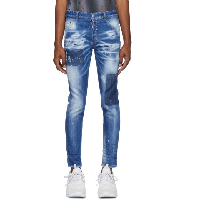 Photo: Dsquared2 Blue Bleached Holes Skinny Dean Jeans