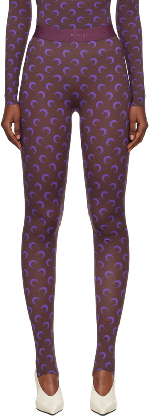 Photo: Marine Serre Brown & Purple Recycled Moon Jersey Stirrup Leggings