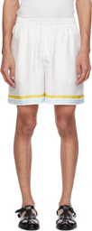 Casablanca White Tennis Landscape Silk Shorts