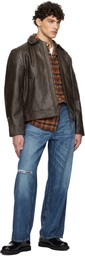 Nudie Jeans Brown Eddy Rider Leather Jacket