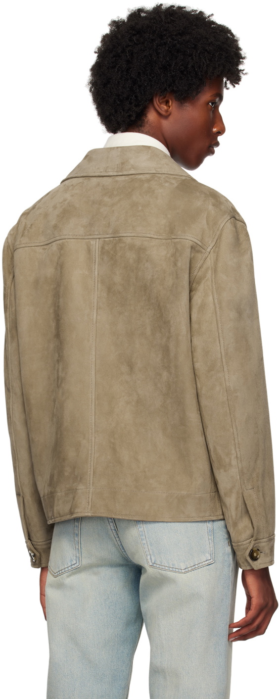 Lardini Taupe Paneled Leather Jacket
