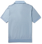 Club Monaco - Striped Cotton and Linen-Blend Polo Shirt - Blue
