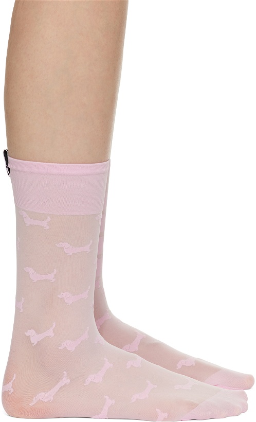 Photo: Thom Browne Pink Hector 4-Bar Socks