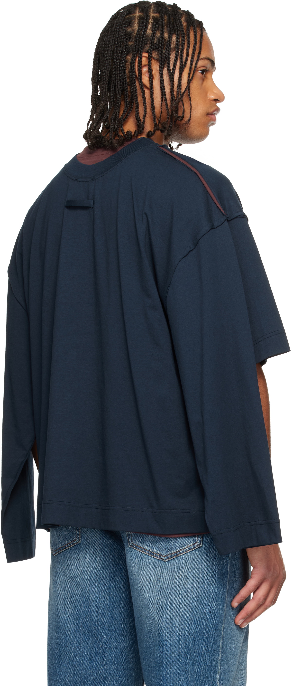 Jean Paul Gaultier Navy 'The Gaultier Label' Double T-shirt