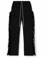 Fear of God - Straight-Leg Fringed Suede-Trimmed Cotton-Jersey Sweatpants - Black
