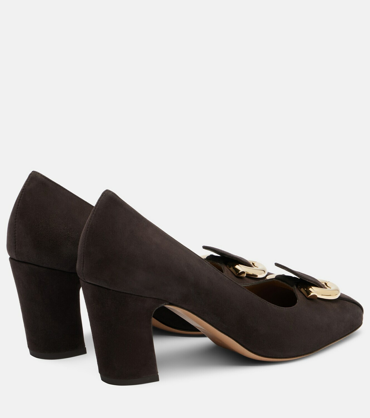 Ferragamo Gancini suede pumps