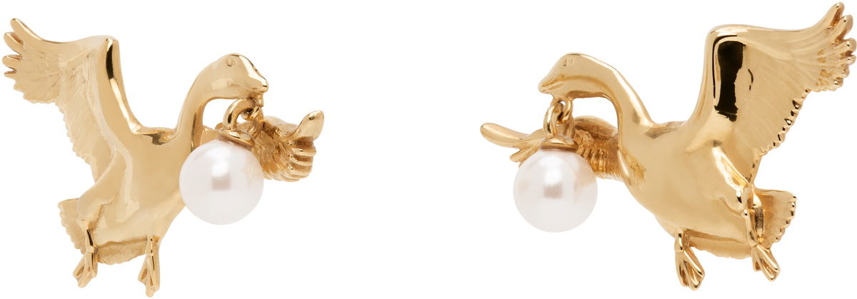 Moschino Gold Archive Goose Earrings