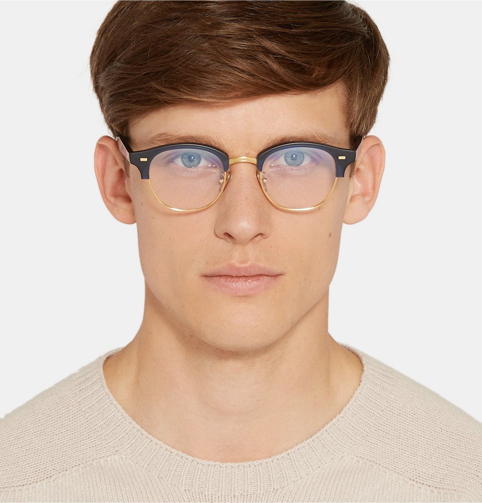 Cutler And Gross D Frame Acetate And Gold Tone Optical Glasses Midnight Blue Cutler And Gross