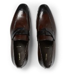 TOM FORD - Burnished-Leather Penny Loafers - Brown