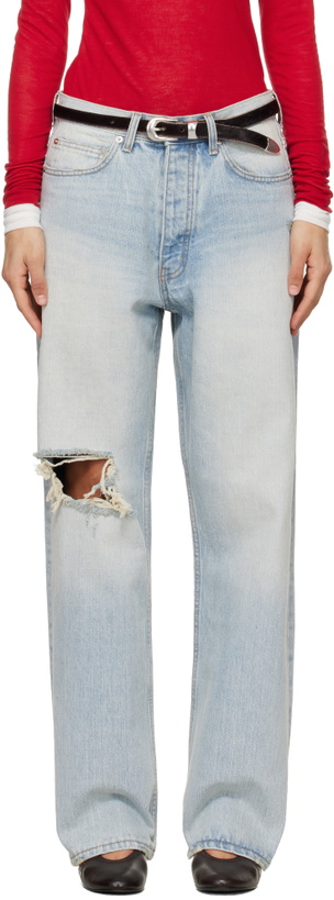 Photo: TONYWACK Blue Distressed Loose Straight Jeans