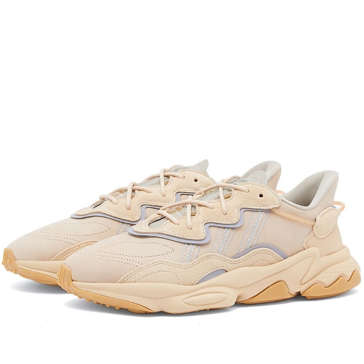 Photo: Adidas Men's Ozweego Sneakers in Pale Nude/Brown/Red