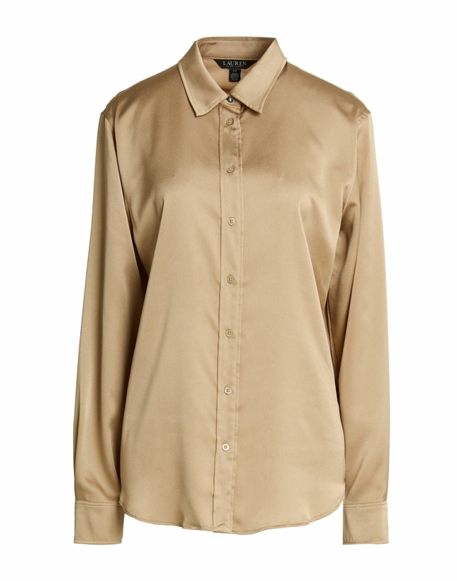 Photo: Lauren Ralph Lauren Satin Charmeuse Shirt Womens Shirt in Beige