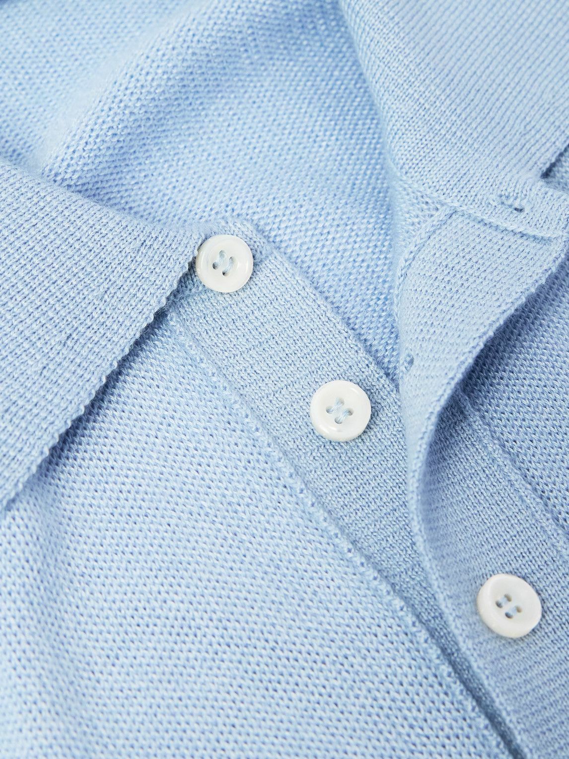 UMIT BENAN - Sunset Slim-Fit Cashmere and Silk-Blend Polo Shirt - Blue