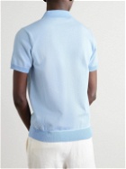 Mr P. - Honeycomb-Knit Cotton Polo Shirt - Blue