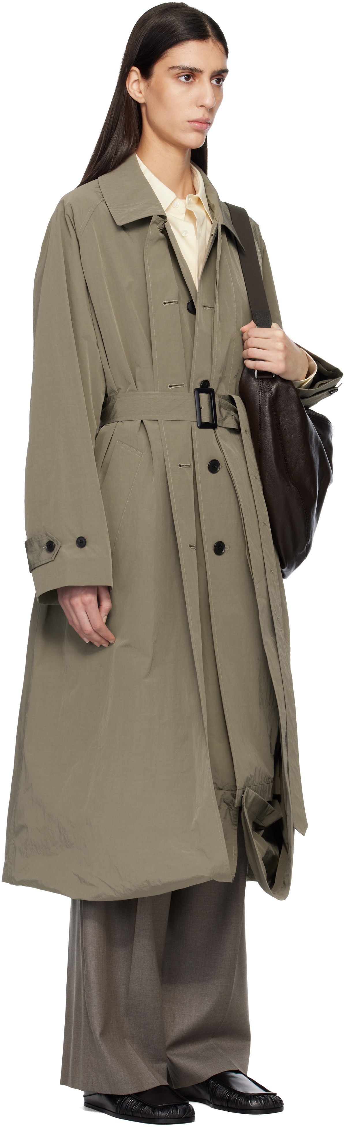ssstein Beige Oversized Layered Combination Trench Coat