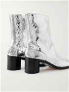 Maison Margiela - Tabi Split-Toe Metallic Cracked-Leather Boots - Silver