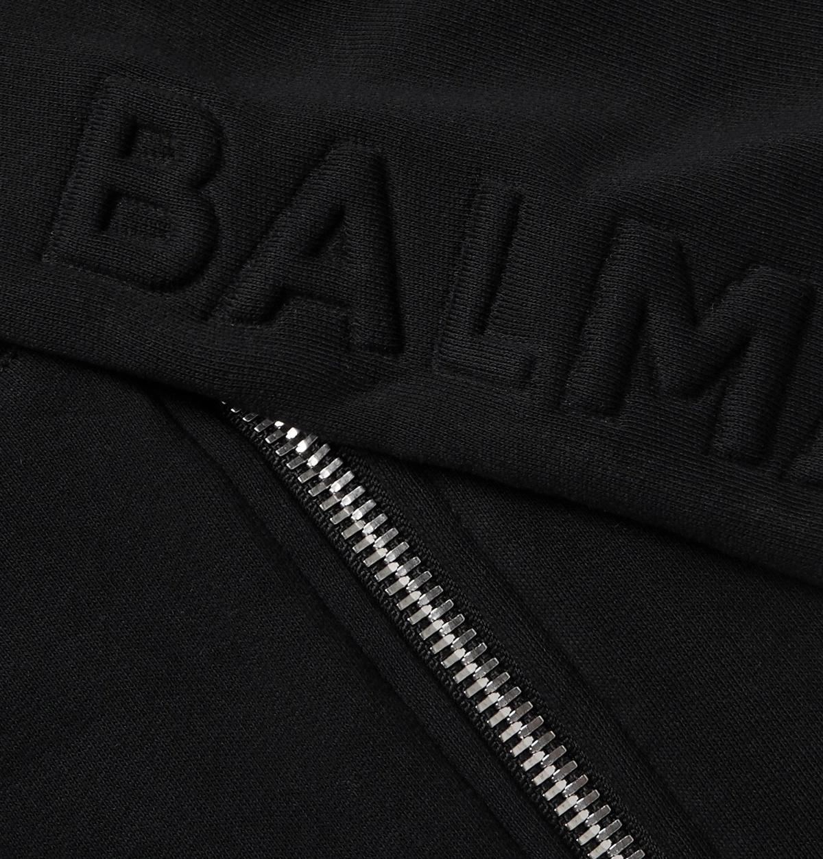 BALMAIN - Embossed Cotton-Jersey Bomber Jacket - Black Balmain