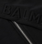 Balmain - Logo-Embossed Fleece-Back Cotton-Jersey Zip-Up Hoodie - Black