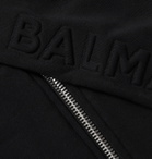 Balmain - Logo-Embossed Fleece-Back Cotton-Jersey Zip-Up Hoodie - Black