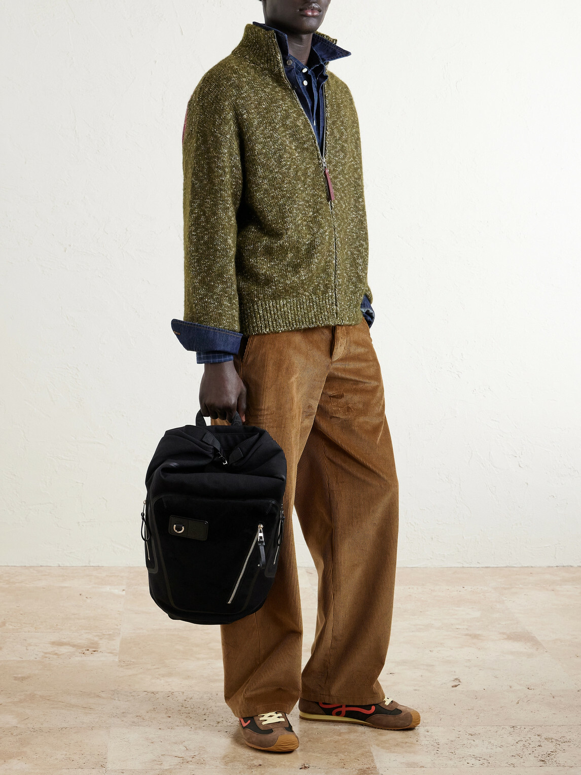 LOEWE - Flex Logo-Embossed Suede and Canvas Backpack