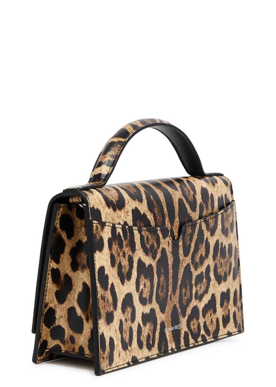 Alexander Mcqueen Skull Leopard-print Leather top Handle bag - One
