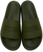 Alexander McQueen Green Logo Pool Slides