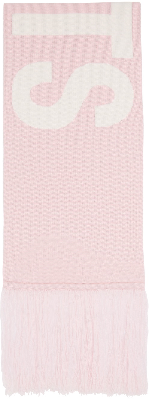 VETEMENTS Pink Intarsia Logo Scarf Vetements