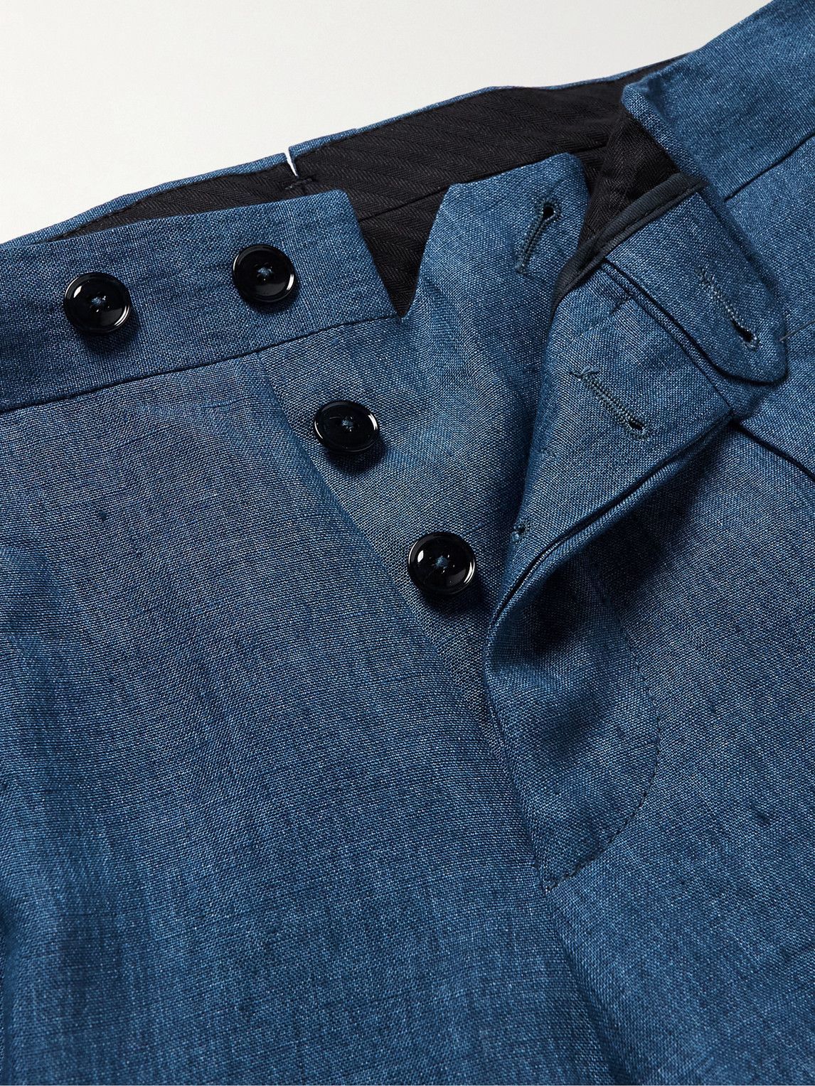MP Massimo Piombo - Andy Straight-Leg Pleated Linen Suit Trousers - Blue