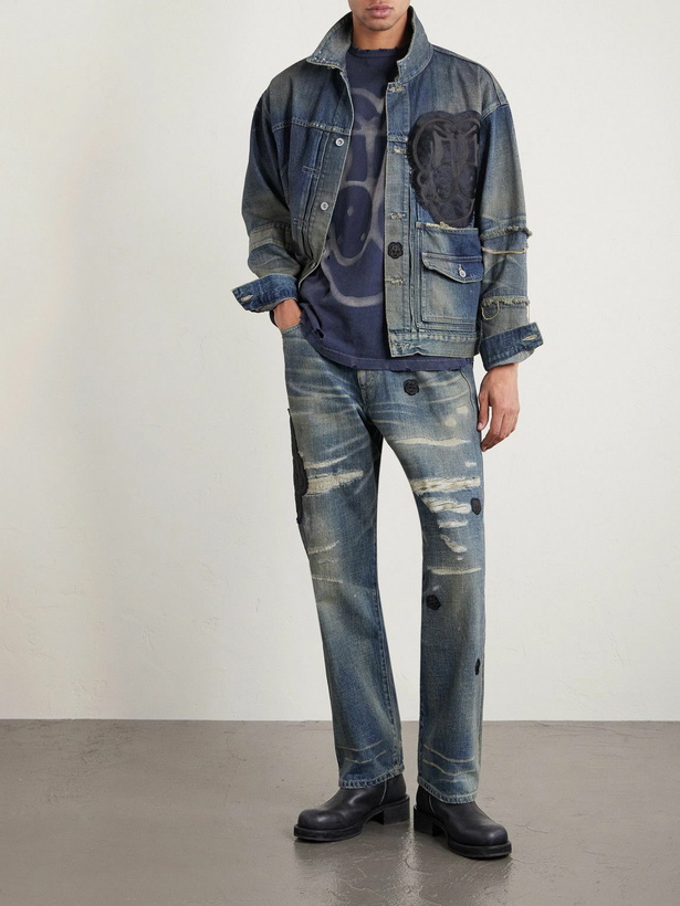 Photo: Neighborhood - Chito Savage Appliquéd Distressed Denim Jacket - Blue